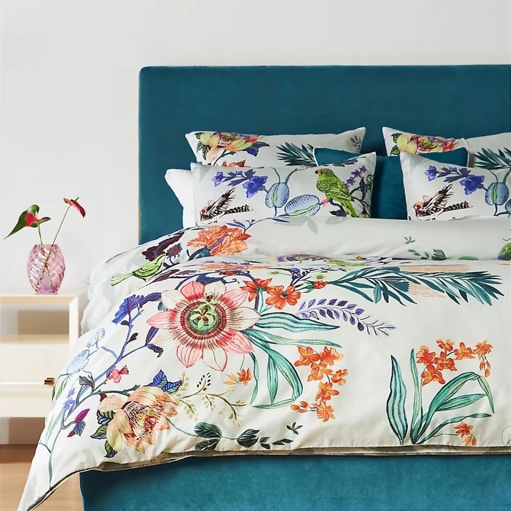 NWT Anthropologie Waverly Sateen Duvet Cover King
